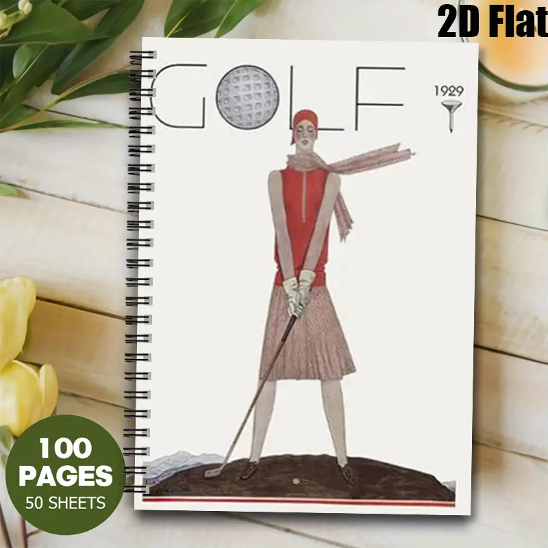 1 Golf Themed Spiral Notebook, 5.7x8.26 Inch, Vintage 1920s Golfer Design, High-Quality Lined Pages, Durable Coil Binding, Perfect for Golf Training Notes, Score Tracking, Golf Lovers Gift for Birthday, Father's Day, Golf Tournament Souvenir [2D]