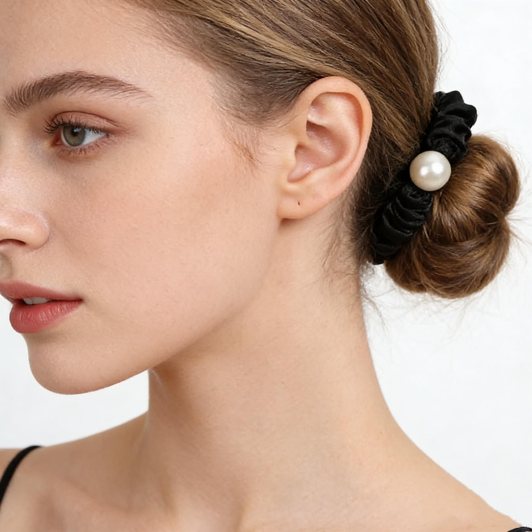 Hair Accessories Scrunchies for Women Variety Pack Hair Ties Scrunchies Hair Elastics Pastel Hair Ties Multicolor Easter Basket Stuffers for Kids,No Damage Hair Ties Scrunchies Pearl Hair Ties Gift for Her