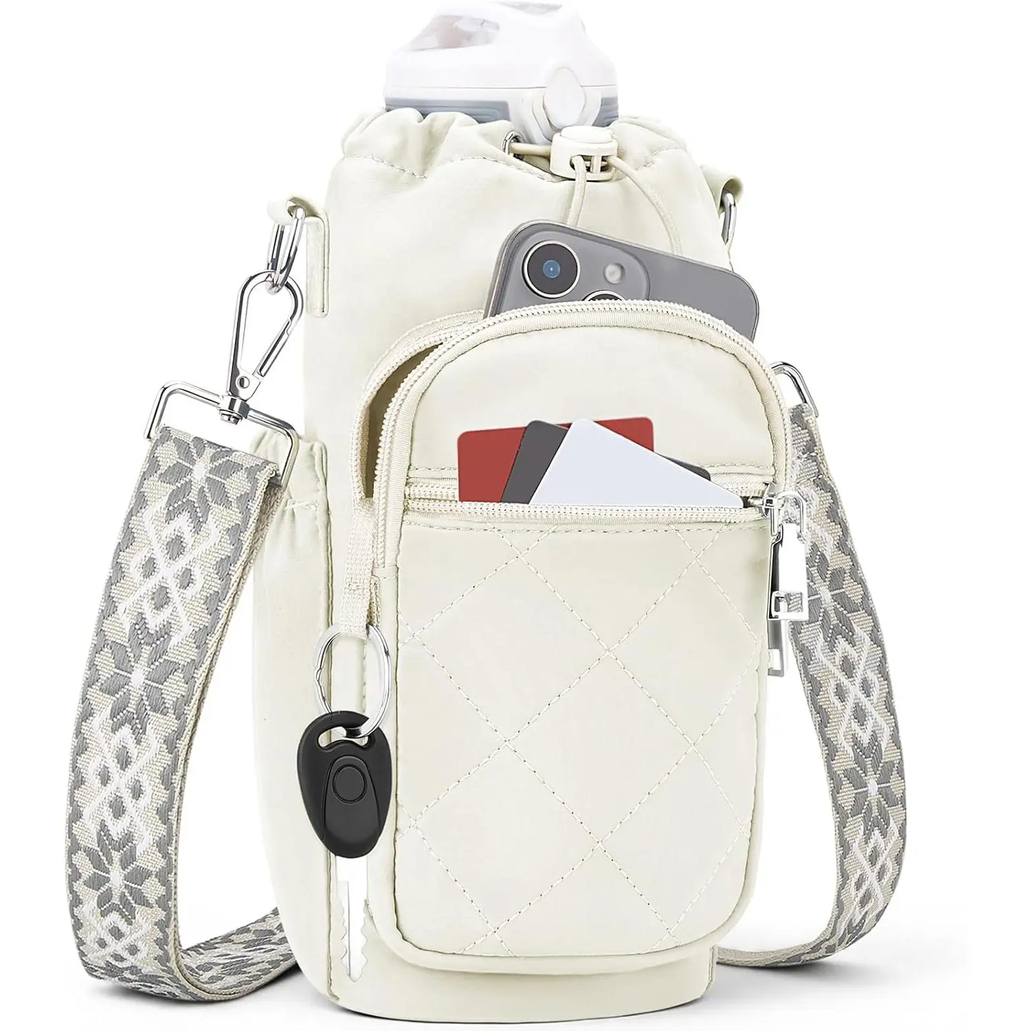 Water Bottle Carrier Bag with Strap, Insulated Corssbody Purse