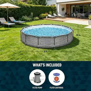 12' x 30"Bestway Steel Pro MAX Round Above Ground Pool Set with Filter Pump