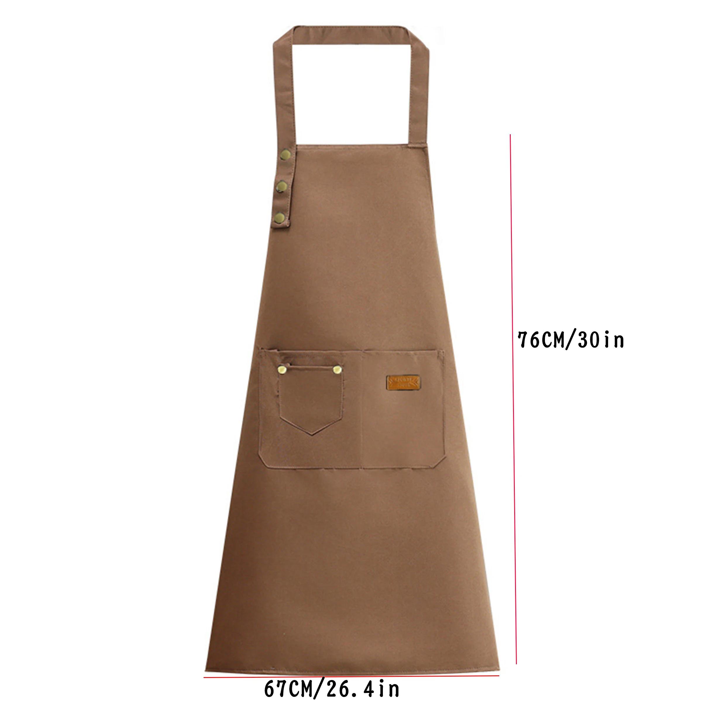 Polyester 2 Pocket Adjustable Neck Apron Home Cooking Coffee Shop Catering Service Attendant Work Apron