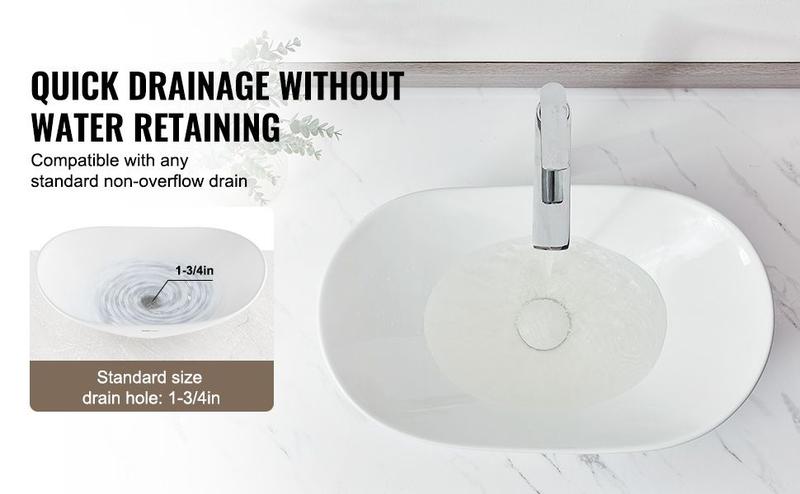 VEVOR Modern Ceramic Vessel Sink 23.3" x 14.2" Bathroom Vanity Bowl Countertop