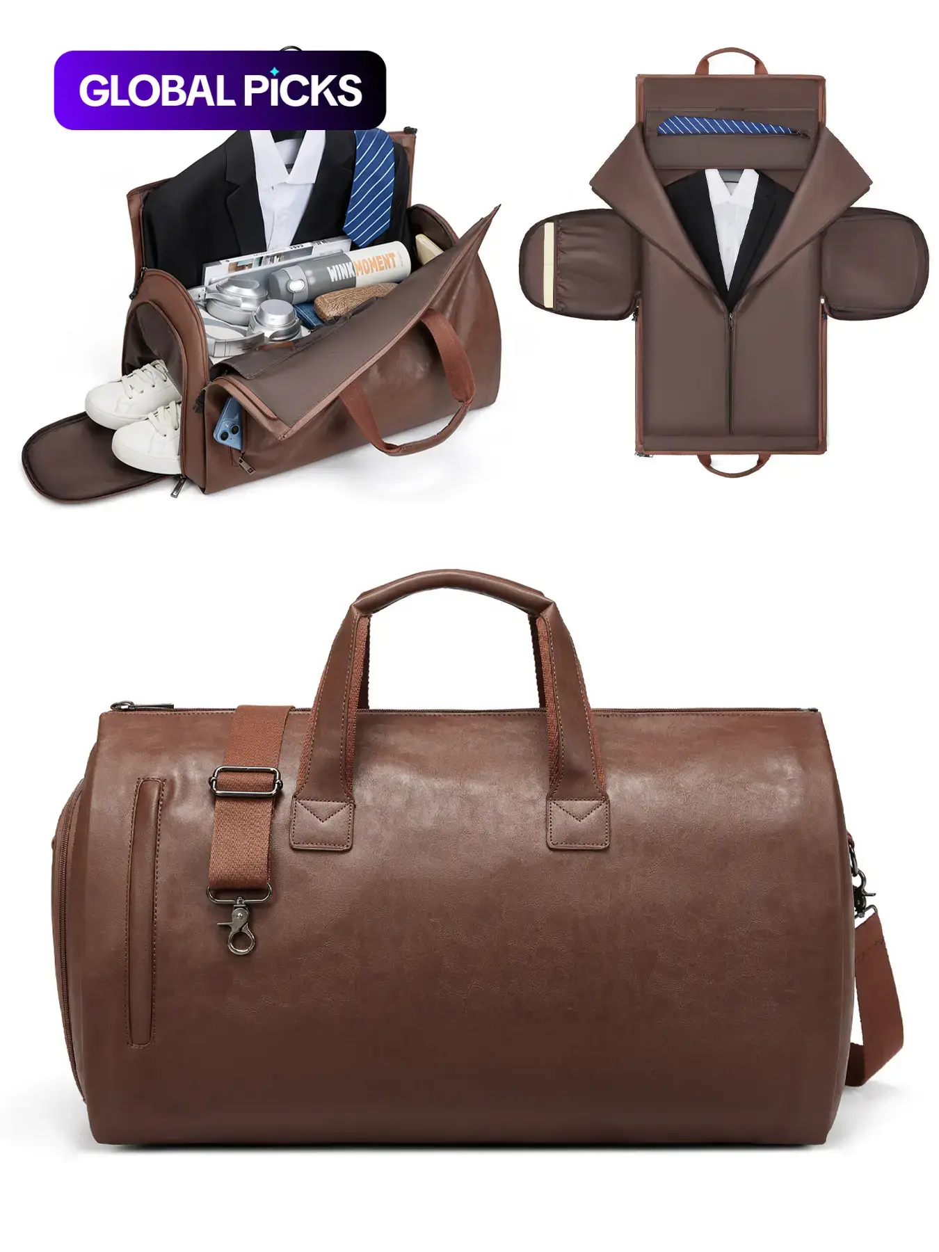 【Black Friday】1 Pack Men's Trendy Large Capacity Bag, Vintage Casual Zipper Duffel Bag for Work, Carry-On Weekender Bag for Holiday and Business Travel, Durable Duffel Bag