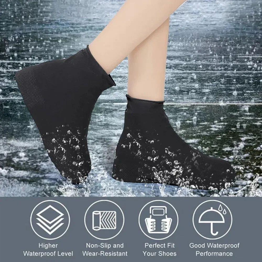 1 Pair Unisex Waterproof Non-Disposable Elastic Shoe Covers For Rainy And Damp Environments