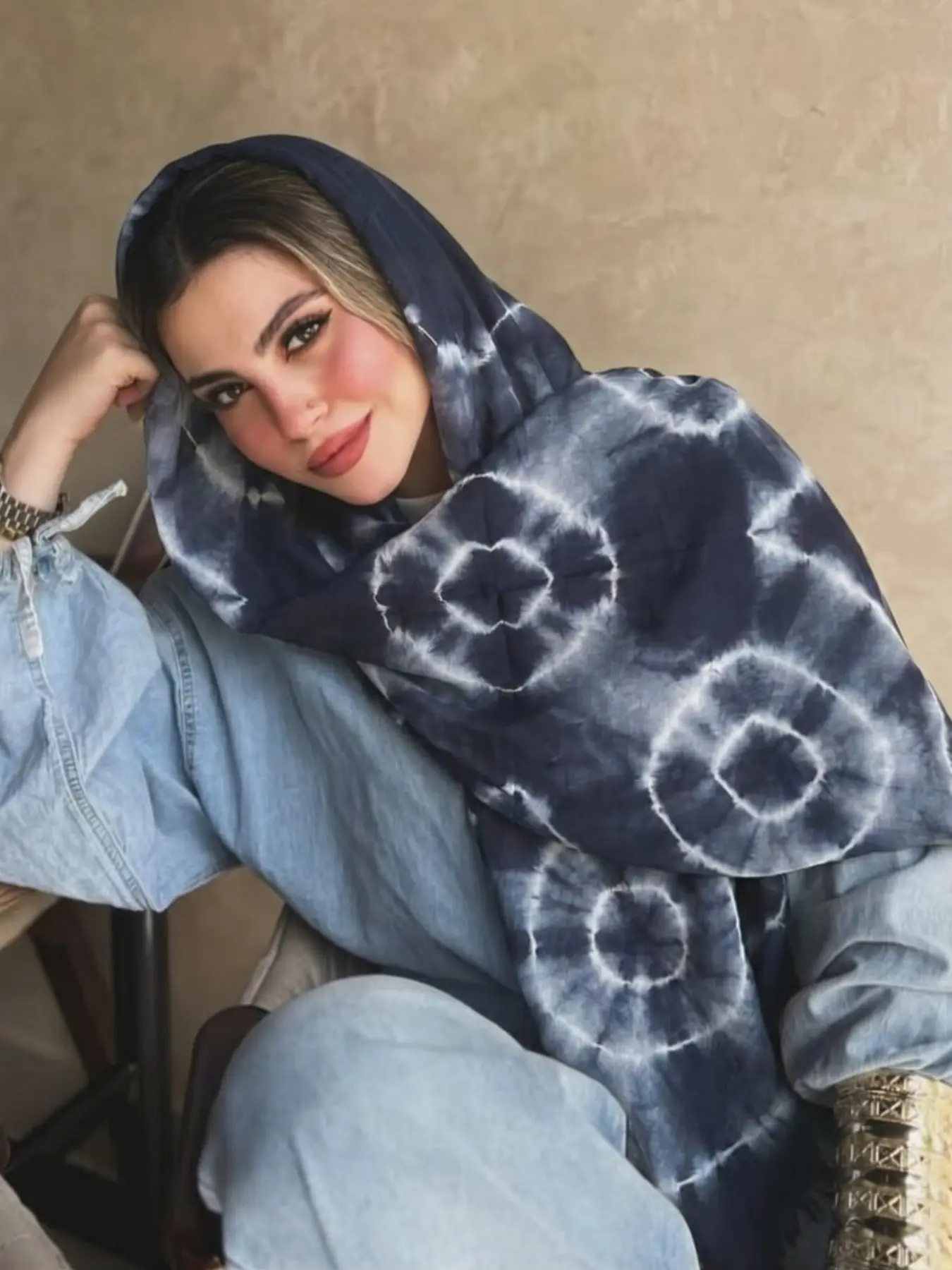 Women's Bohemian Style Watercolor Print Scarf Fashion Shawl 85x190cm, Summer Muslim Hijab Beach Sun Protection, Casual Fashion Fabric Accessory, Versatile Headscarf