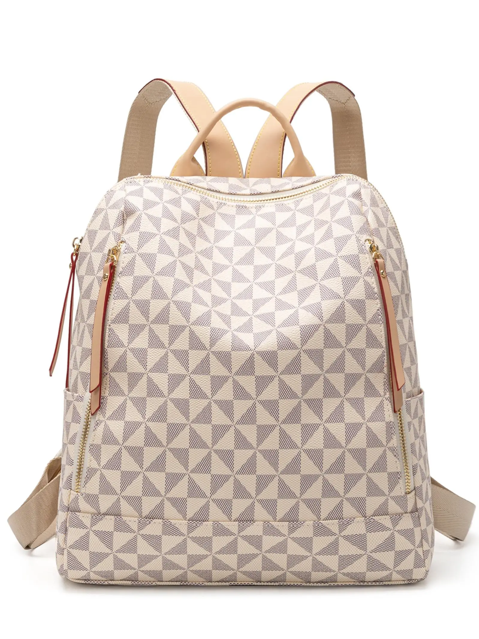 Fashionable Geometric Pattern Backpack, Casual Large Capacity Backpack for Women, Lightweight Daily Backpack for Travel & Shopping, Lightweight Casual Daypack