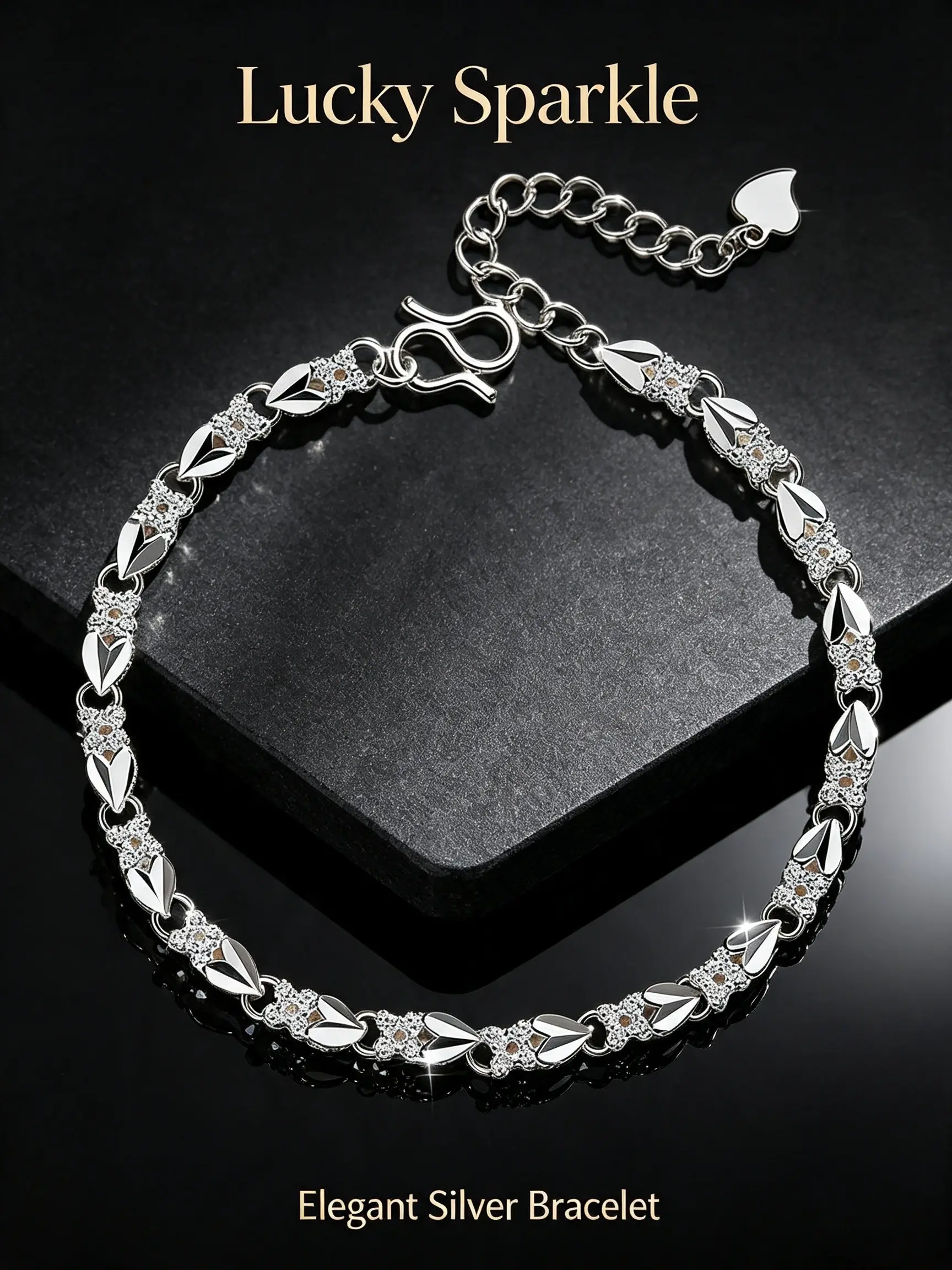 Elegant Low-Allergy Vintage Silver Color Bracelet, Perfect for Daily Casual Wear and Valentine's Day Gift, High-Quality Accessory