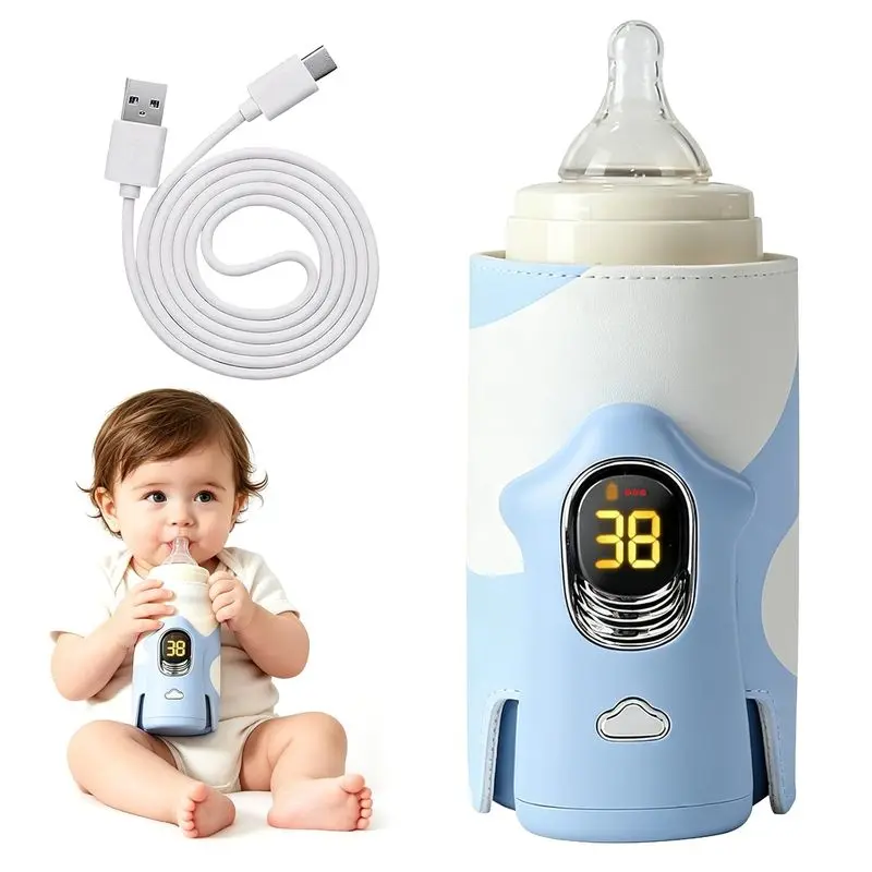 Portable Baby Bottle Warmer, 6000mah Rechargeable Wireless Bottle Heater, Adjustable Temperature 38-55°c, Travel, Car, Outdoor Use, Blue