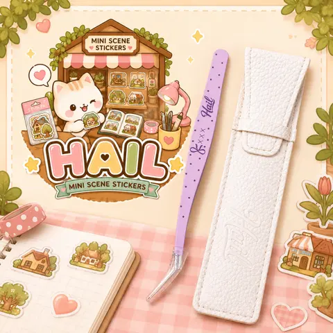 HAIL Curved-Tip Precision Tweezers, Purple Scrapbook Supplies DIY Planner Tool with Storage Pouch, Scrapbooking Accessory for Accurate Work, Hail Tweezers