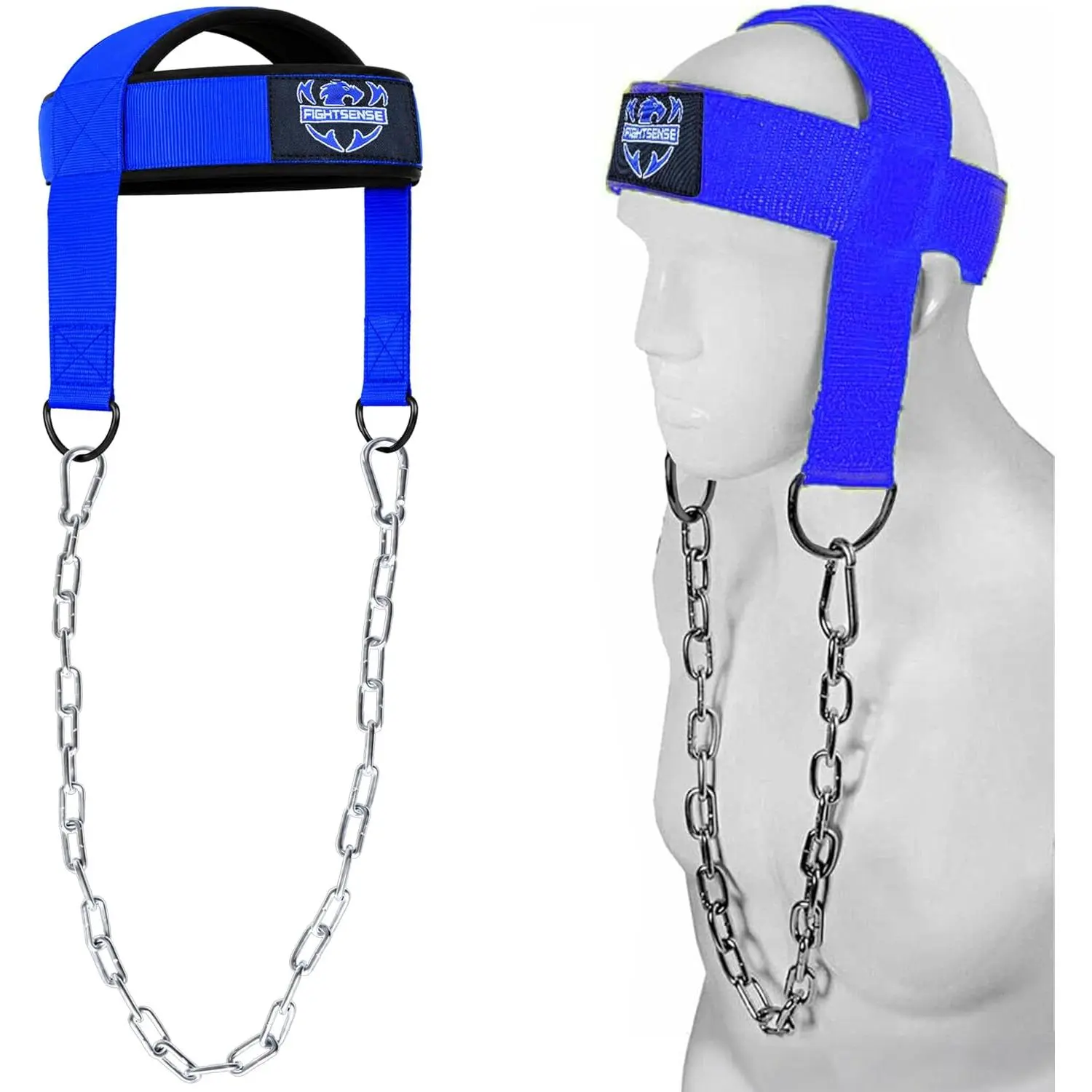 Heavy Duty Adjustable Padded Strap Neck Harness with Steel Chain, Customizable Multi-Size Weight Lifting Head Harness for Home & Gym Neck Exercise