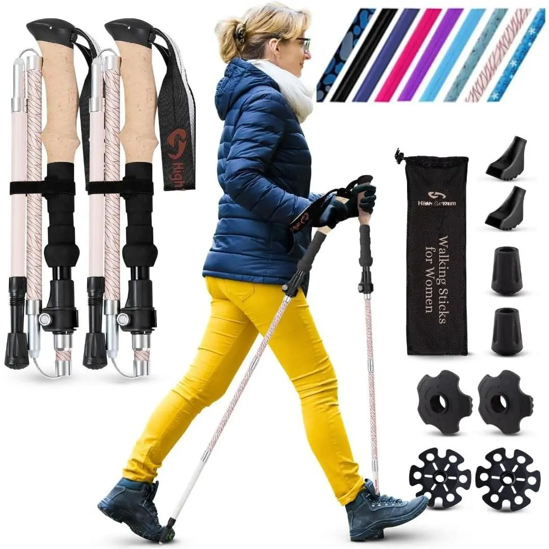 Walking Sticks for Men & Women - 14.5" Foldable Hiking Poles for Backpacking, Exercising and Traveling, Set of 2  Nordic Collapsible Trekking Poles