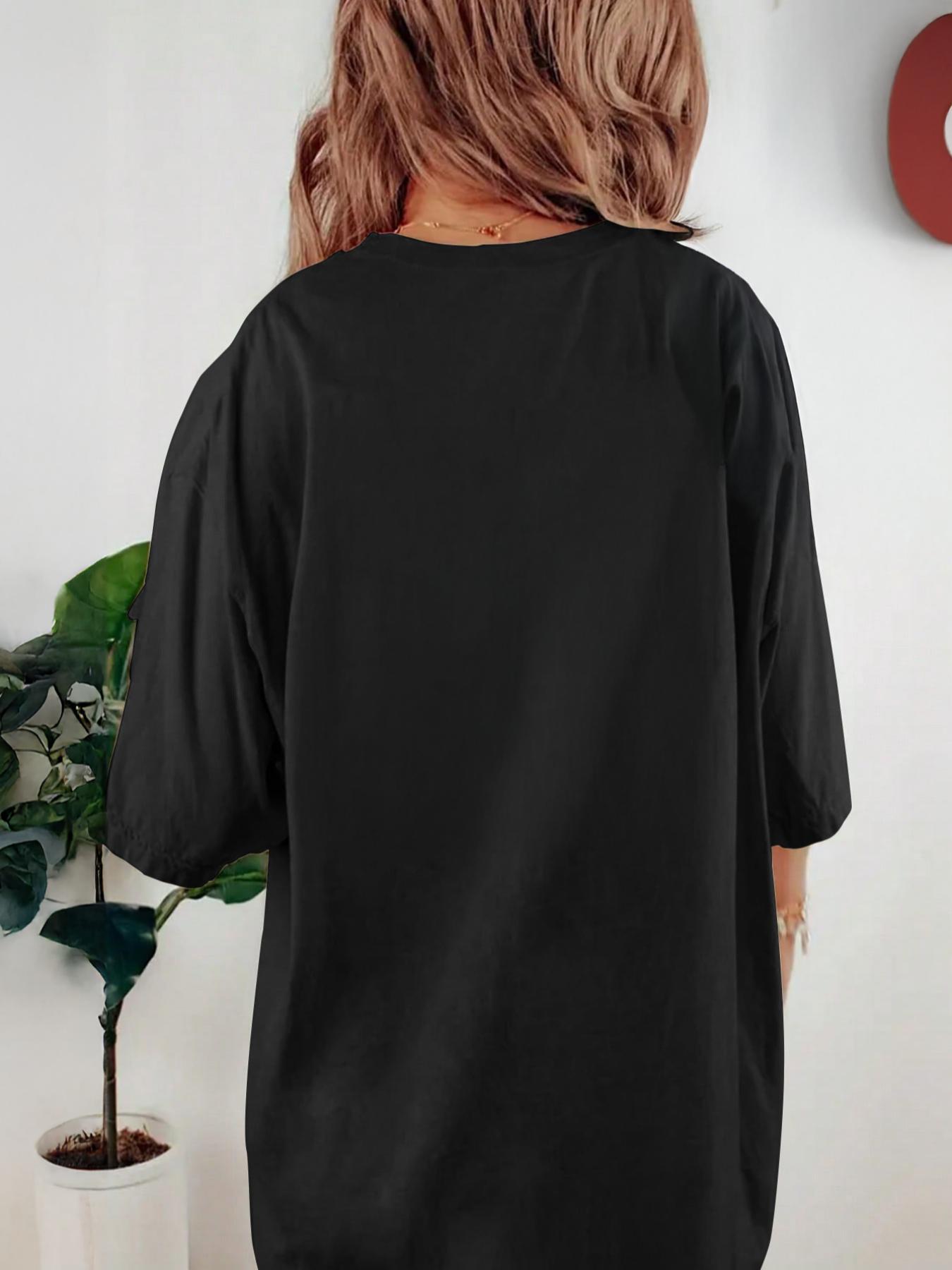 Women's Heart Print Round Neck Graphic Tee, Vintage Trendy Casual Drop Shoulder Short Sleeve T-shirt for Daily Wear, Ladies All Seasons Outfit, Womenswear Top