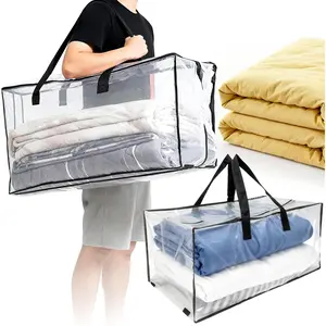 Extra Large Moving Bags - Heavy Duty Clear Tote Bag for Storage and Organization with Smooth Zipper and Strong Handle Home Moving Supplies College Dorm Essentials for Girls and Guys 1PCSGift