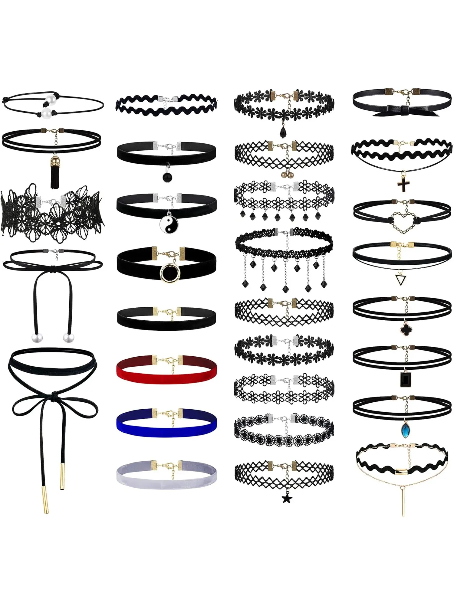 30 Pcs Choker Necklaces Women and Girls Velvet Necklaces Wide Black Choker Necklaces Tattoo Necklaces Sampling Necklaces Girls Women Teenagers Girls Children Choker Jewelry