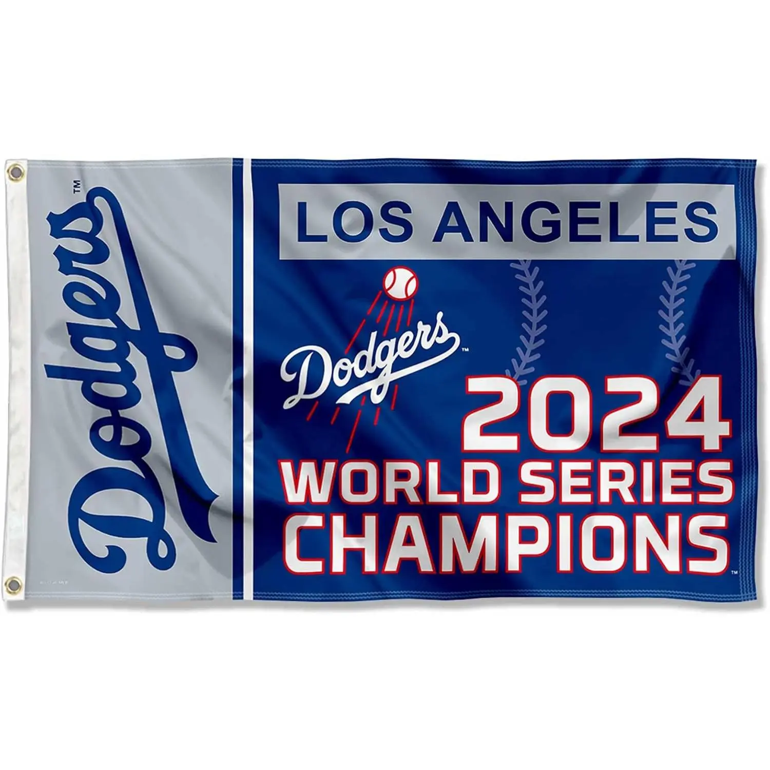 WinCraft Los Angeles Dodgers 2024 World Champions 3x5 Ft Grommet Banner Flag - Lightweight, Backdrop Decoration Print
