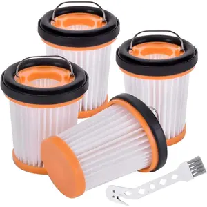WV201 Filter  for  Wandvac  W1 S87 Handheld Vacuum Filter  WV200, WV201, WV205, WV201BK, WV220, Compare to Part # XHFWV200, 4 Pack Filters and 1 Clean Brush