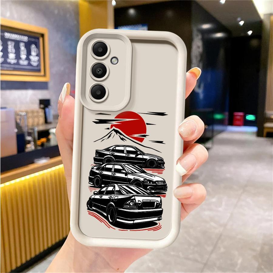 Phone Case for SamSung for Galaxy A55 A25 A35 A16 A15 A54 A34 A14 A24 A53 A33 A23 A13 A52 A32 A22 A12 A51 A71 A72 A73 Silicone Cover Protective High-Quality Soft Shockproof Funda Japanese-JMD Drift-Car Art