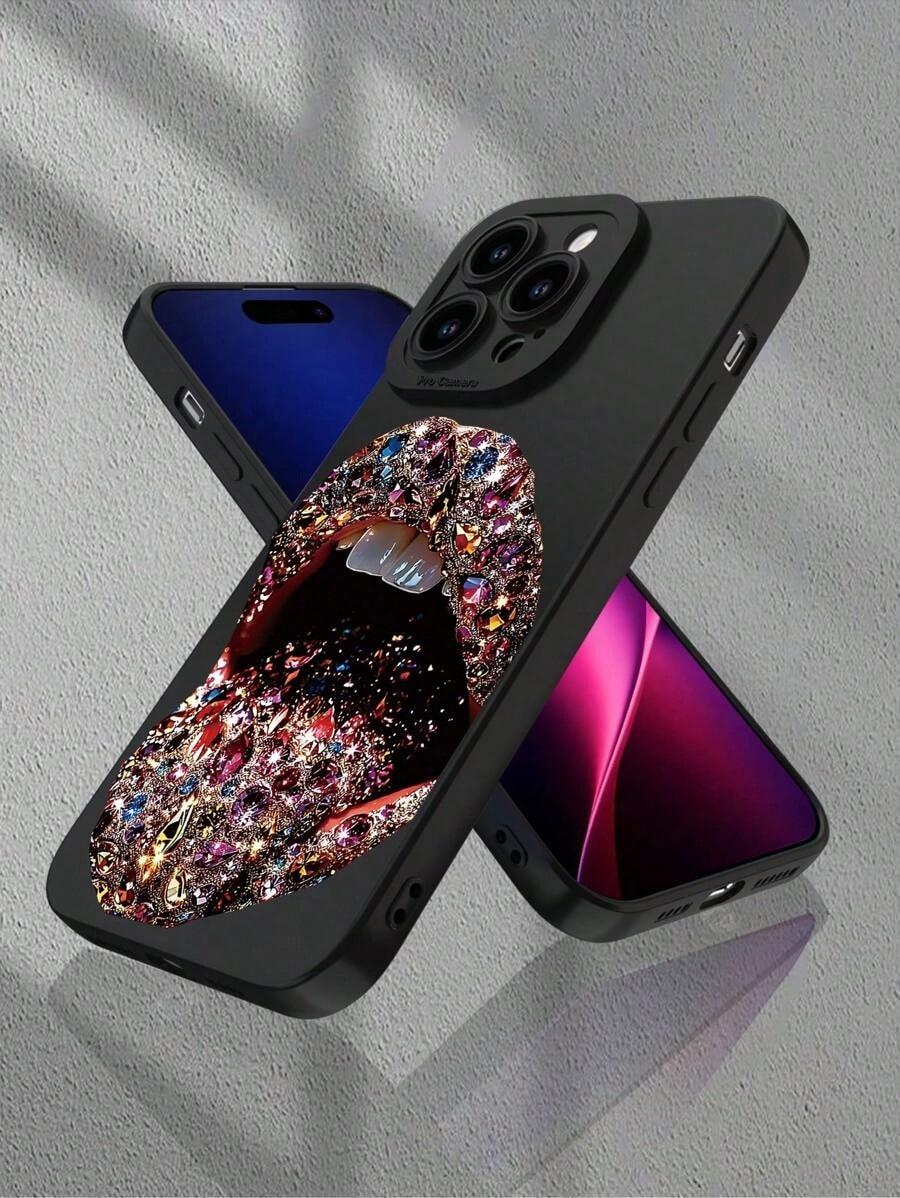 1pc Sexy Lip Print 2D Pattern Creative Vintage Art Style Phone Case, Suitable For GiftingTo Family, Couples, Birthdays, Soft Protective Case Suitable For IPhone17/16 Pro Max/15 Pro Max/14 Pro Max/13 Pro Max/12 Pro Max Waterproof  Scratch Resistant