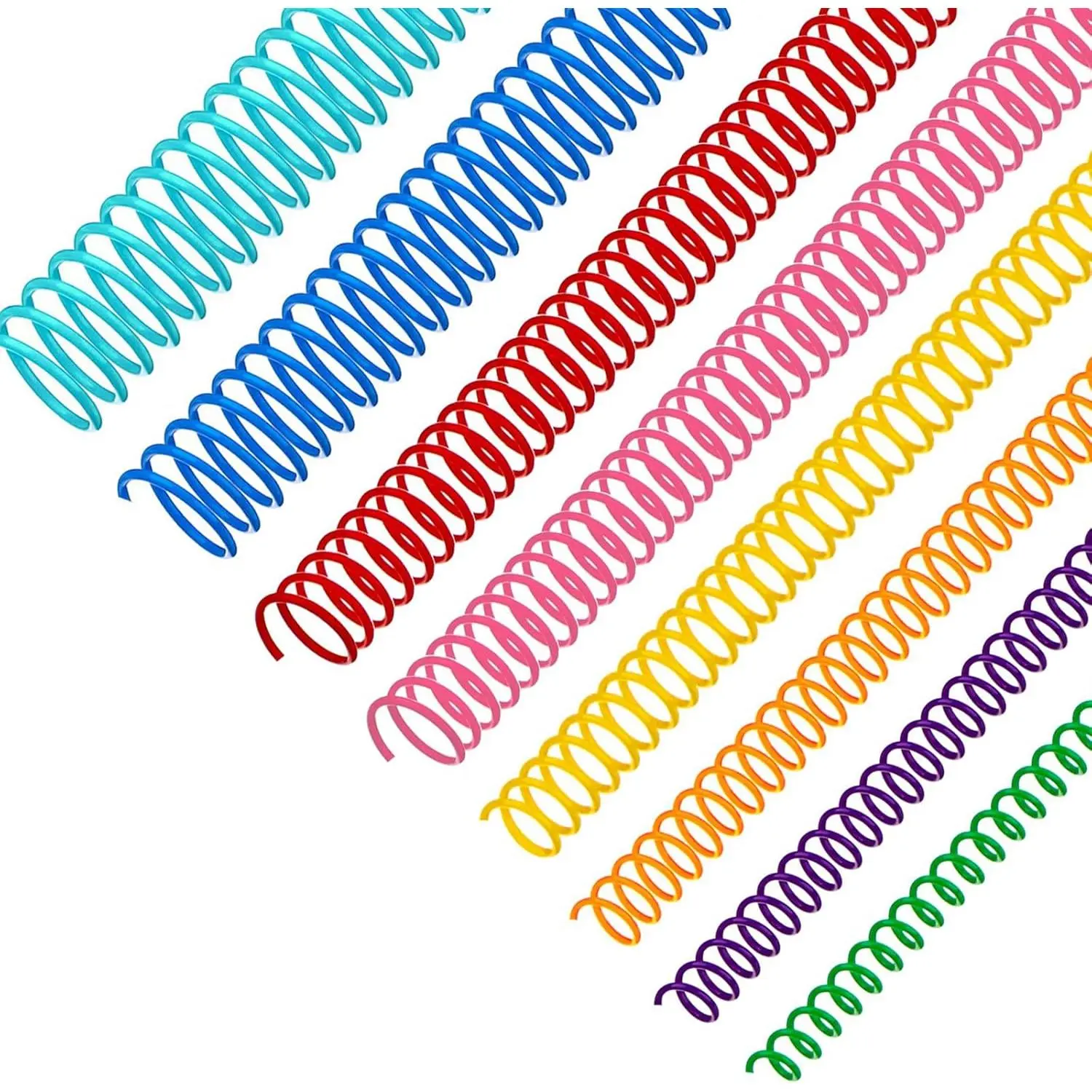 120 Pack Multicolor Plastic Spiral Binding Coils, 8 Sizes 4:1 Pitch Binder Binding Spirals Rings Wire Combs Spines, Sizes Range from 1/4 to 7/8 Inch for Book Binding