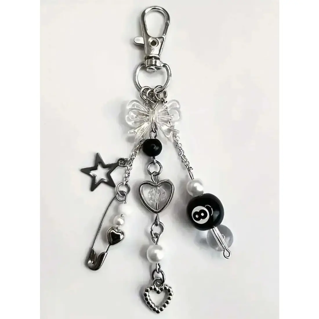 Fashion Handmade Resin Beaded Keychain Pendant, Stylish Keychain, Resin Keyring, Punk Style Lobster Clasp Design, Perfect for Women's Bags, Car Accessories & School Supplies, Keychain for Purse