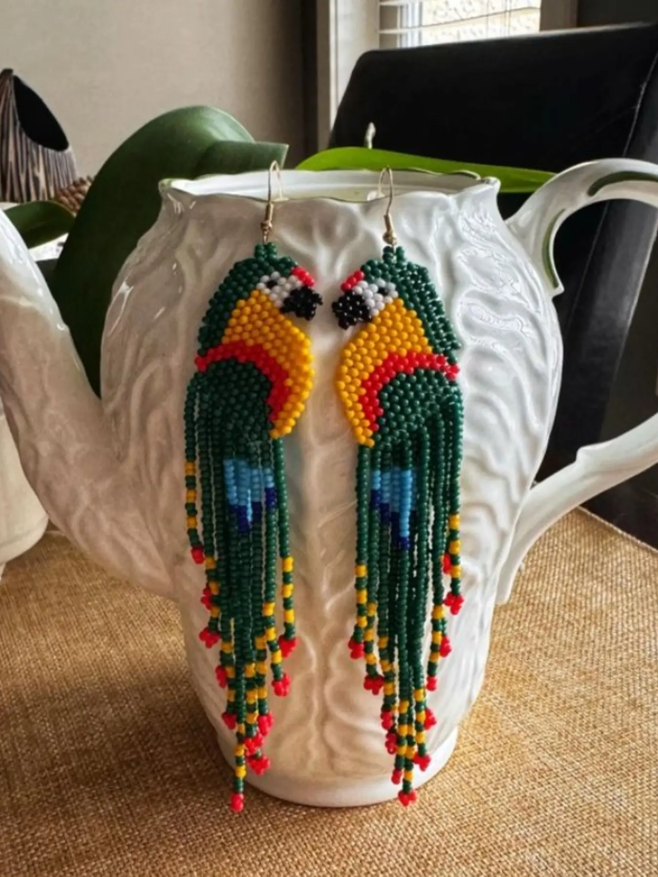 Handmade Beaded Earrings, Long Drop Dangle Earrings for Women, Multicolor Tassel and Braided Bohemian Style, Perfect for Casual Attire