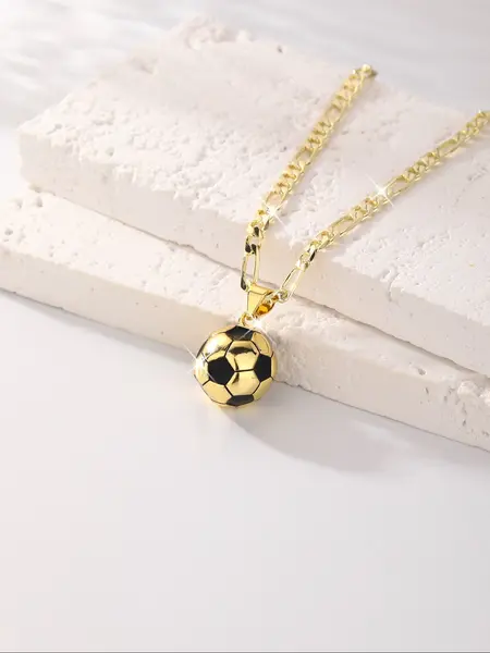 【Biack Friday】Fashion Solid Soccer Pendant Necklace, Charms Necklace, Chain Necklace, Costume Jewelry Necklace, Jewelry for Football Fans, Perfect Gift for Sports Enthusiasts, Jewelry Gifts
