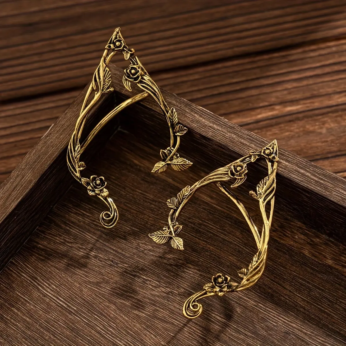 3 Pairs Vintage Rustic Style Women's Jewelry, Fairy Clip Earrings, Fashion Handmade Pointed Top, Fantasy Costume Wedding Earrings, Bride Earrings