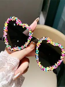 Heart Candy Bead Sunglasses, Sweet Cool Fashion Shades, UV Protection, Perfect for Summer Outdoors, Beach, Parties, Gifts