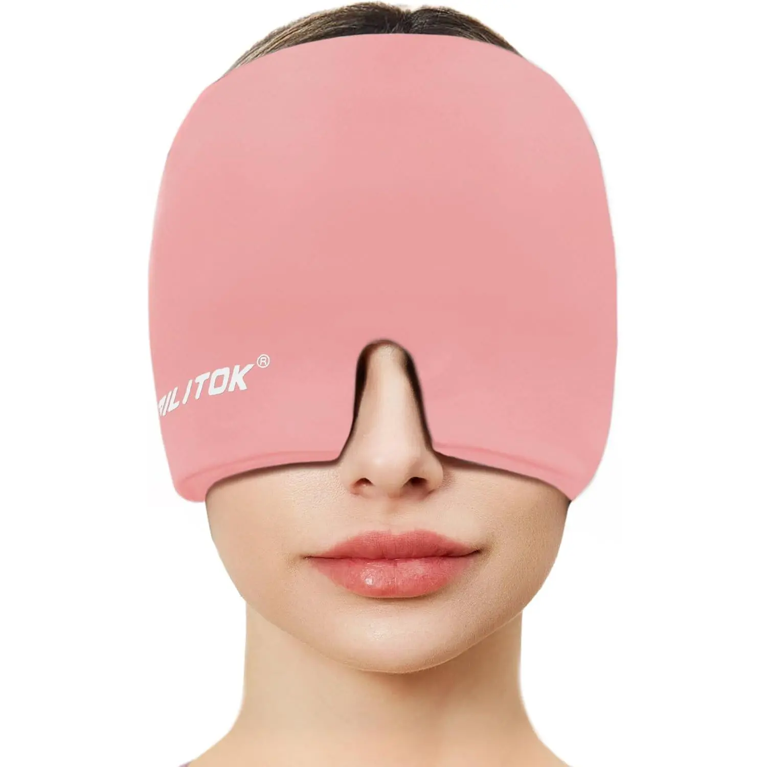 Gel Fabric Migraine Relief Cap, Hot and Cold Therapy Gel Ice Head Wrap, Sinus & Tension Relief Protective Gear for Puffy Eyes (Pink),summervibes, Alleviating Stress, Migraine & Headache Relief Cap