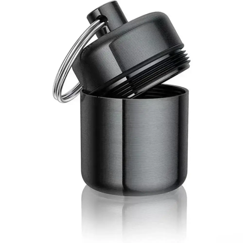 New Mini Aluminum Metal Pill Box with Detachable Keychain Ring, Waterproof Airtight Travel Medicine Organizer, Secure Screw Clasp Pocket Pill Container, Multi-Use Storage Case for Pills Vitamins Earplugs Tiny Jewelry Camping Outdoor