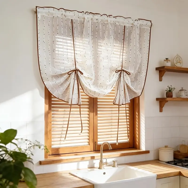 1pc European Design Rainbow Candy Bean Drapes, Window Drapes, Coffee Curtain, Semi-Transparent, High-Quality Insulated, Washable, for Living Room, Bedroom, Dining Room