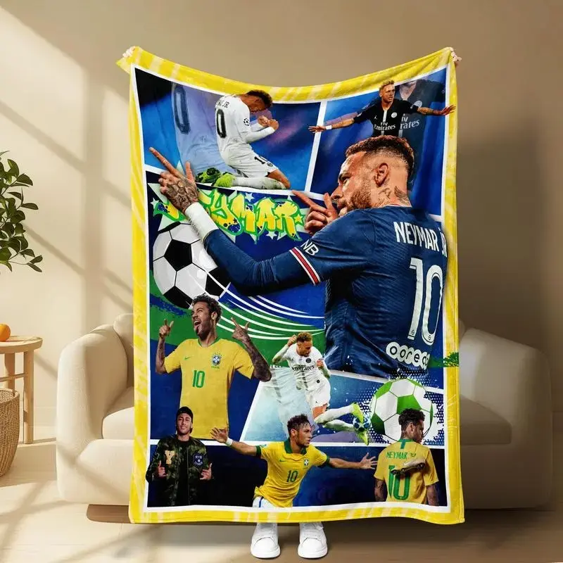 Neymar Flannel Throw Blanket, Super Soft Flannel Blanket- Suitable For Use on Sofas, Beds, or For Travel, Gentle on The Skin, an Excellent Gift Multi-Purpose Holiday Blanket, Warm and Soft, Suitable For All Seasons-280GSM
