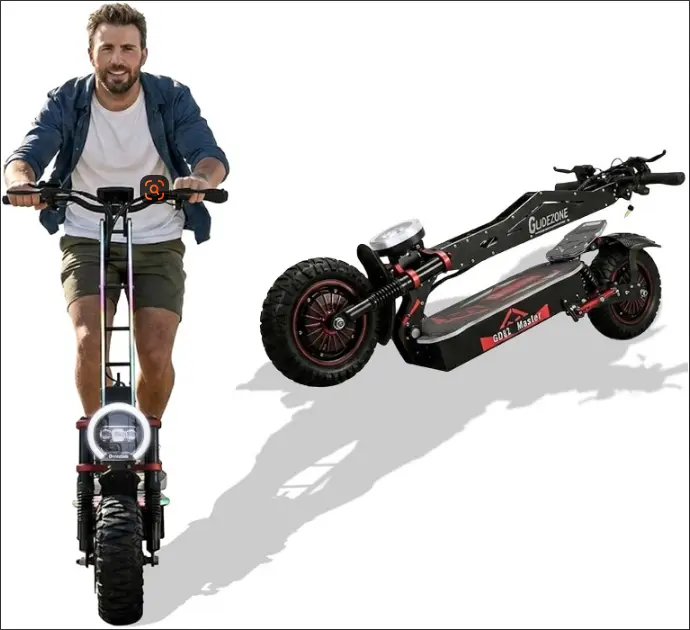 GD82 High Performance 2-Wheel Kick Scooter - 7000W Dual Motors, 60V 36Ah Battery, 50 mi Max Range, 55 MPH Top Speed, 12” Off-Road Tires, Hydraulic Suspension, NFC Unlock, Portable Foldable Adult Off-Roading Commuter E-Scooter