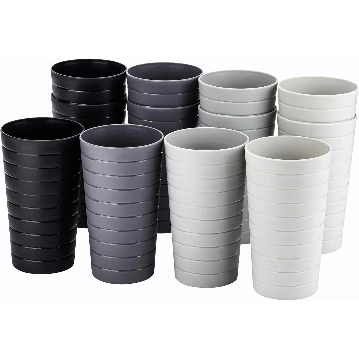 Drinkware 22-ounce Plastic Tumblers/Drinking Glasses/Party Cups/Iced  Glasses Set of 12 Grey Stone | Unbreakable, Dishwasher Safe,
