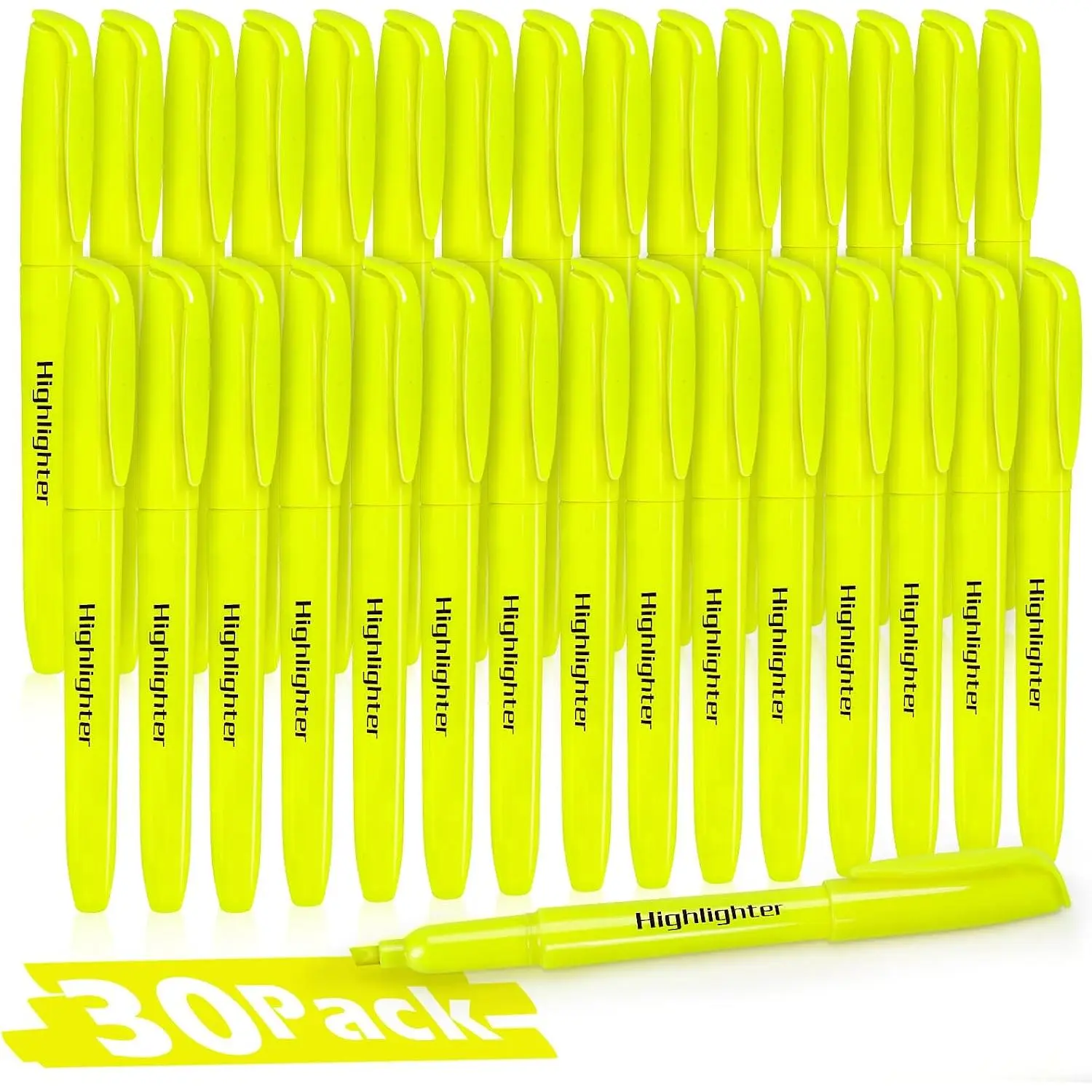 30 Pack Yellow No Bleed Highlighters with Soft Chisel Tips | Bright Highlighters, Office Supplies, School Supplies