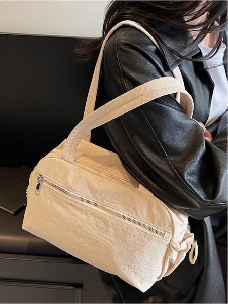 Fashionable and lightweight travel, fitness, leisure, nylon cloth handbag, simple and versatile, portable single-shoulder underarm bag for commuting, zipper closure, multiple colors optional, suitable for short trips, sports, fitness, campus commuting, an