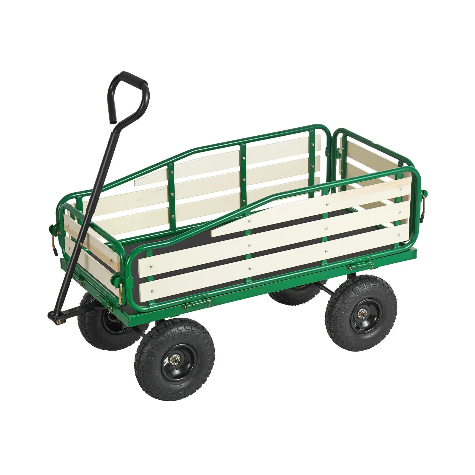 VEVOR Pull-Along Wagon for Kids, 39 in Toddler Wagons with Foldable Wooden Panel Handle, Supports up to 551 lbs, 10" All-Terrain Tires, Utility Wagon Cart Birthday Present for Kids Gardening Beach