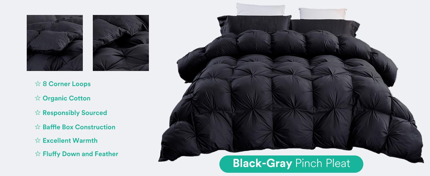 【Three Geese Feather Down Pinch Pleat duvet 】All seasons Five-star hotel quality Fluffy and breathable Goose Down - 100% Cotton Outer, Ethically Sourced Feathers, All-Season Quilt,Machine Washable,weighted blanket,California King-TiktokShopSpringGlowUp