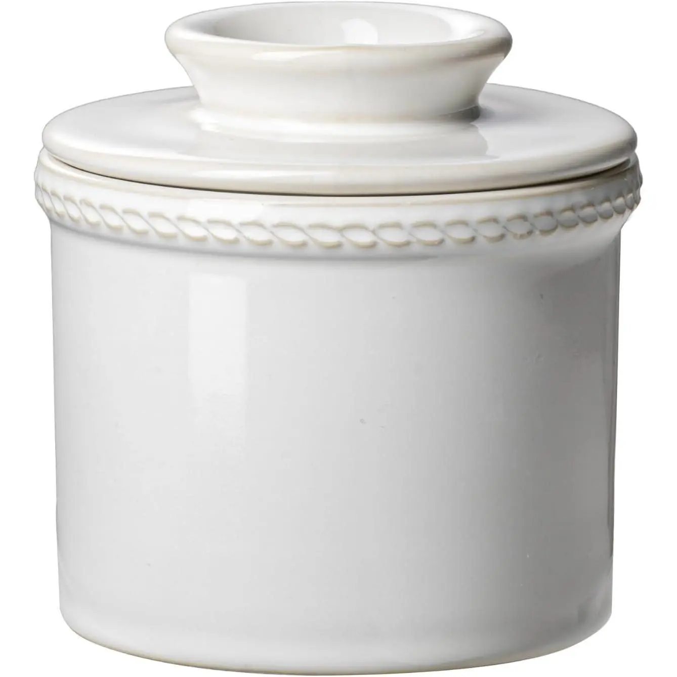 Butter Crock with Lid, French Butter Dish with Water Line, Ceramic Butter Keeper Keeps Butter Soft & Spreadable, Gift for Women, Kiln Ivory, 8 oz (2 stick)