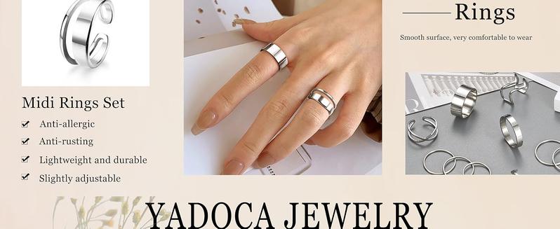 YADOCA 12/17PCS Knuckle Rings For Women Silver Gold Tone Stainless Steel Midi Rings Set Simple Stackable Finger Rings Adjustable Open Stacking Plain Band Rings
