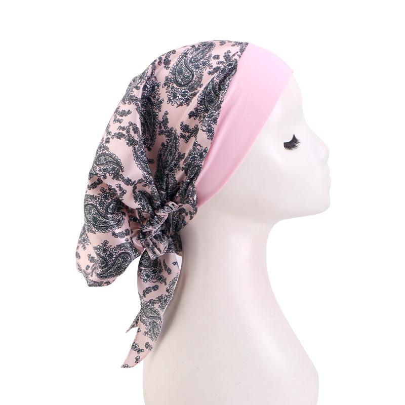 New Braided Turban Hat, Satin Print Tie Chemo Cap, Wide Elastic Sleep Bonnet