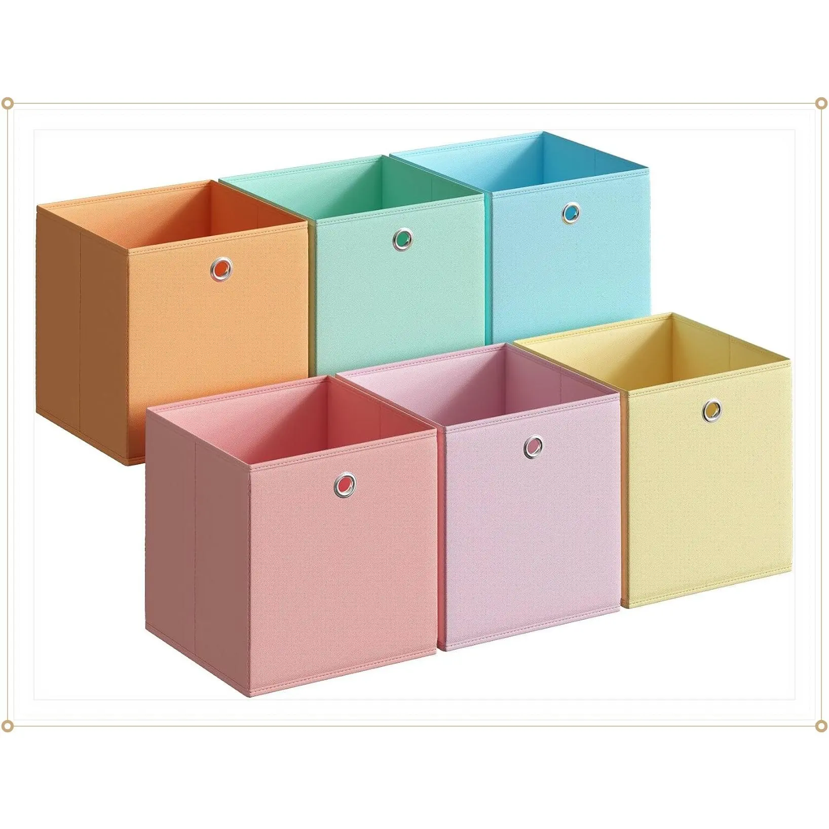 Storage Cubes, Set of 6 Foldable Odorless Storage Boxes, Rainbow Closet Organizer Bins for Shelves, 10.2 x 10.2 x 11 InchesGift