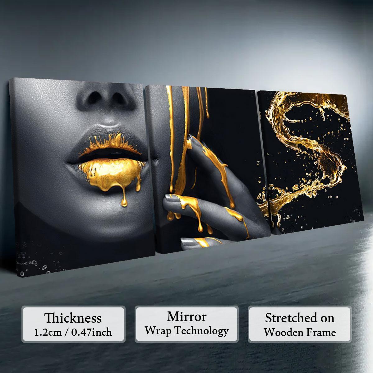 Wooden Framed Canvas Painting, 3 Counts/set Modern Art Wall Decoration, Artistic Fashion Figure Pattern Wall Art for Home Living Room Bedroom Office