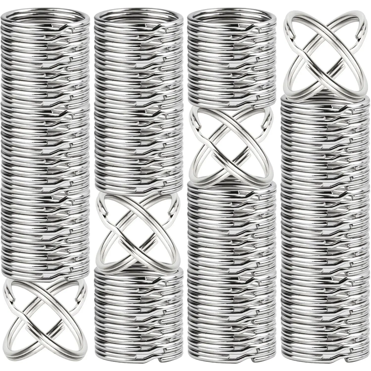 100-Count Metallic Key Rings - 1 in Split Rings, Unisex Supplies for DIY Crafts, Beading & Jewelry Making