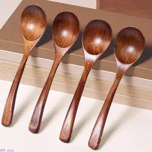 Honey Wood Spoons Set 4-6 Pack 7.08 Inch Small Wooden Tea Spoons Multi Purpose Kitchen Utensils For Coffee Tea Soup Unique Natural Wood Tea Scoops