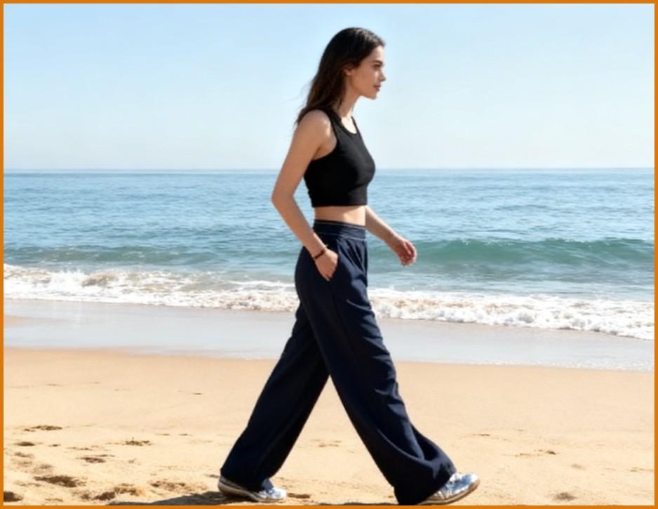 Women's Elastic High-Waisted Wide Leg Pants - American Retro Loose Straight Lightweight Quick-Dry Breathable Casual Everyday Chic Bottoms