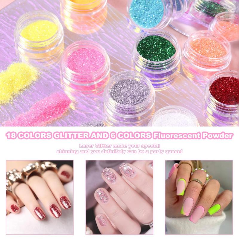 Acrylic Nail Kit with Drill Set for Beginners with Everything 12 Color Acrylic Powder Nail Decoration Tools Home Salon