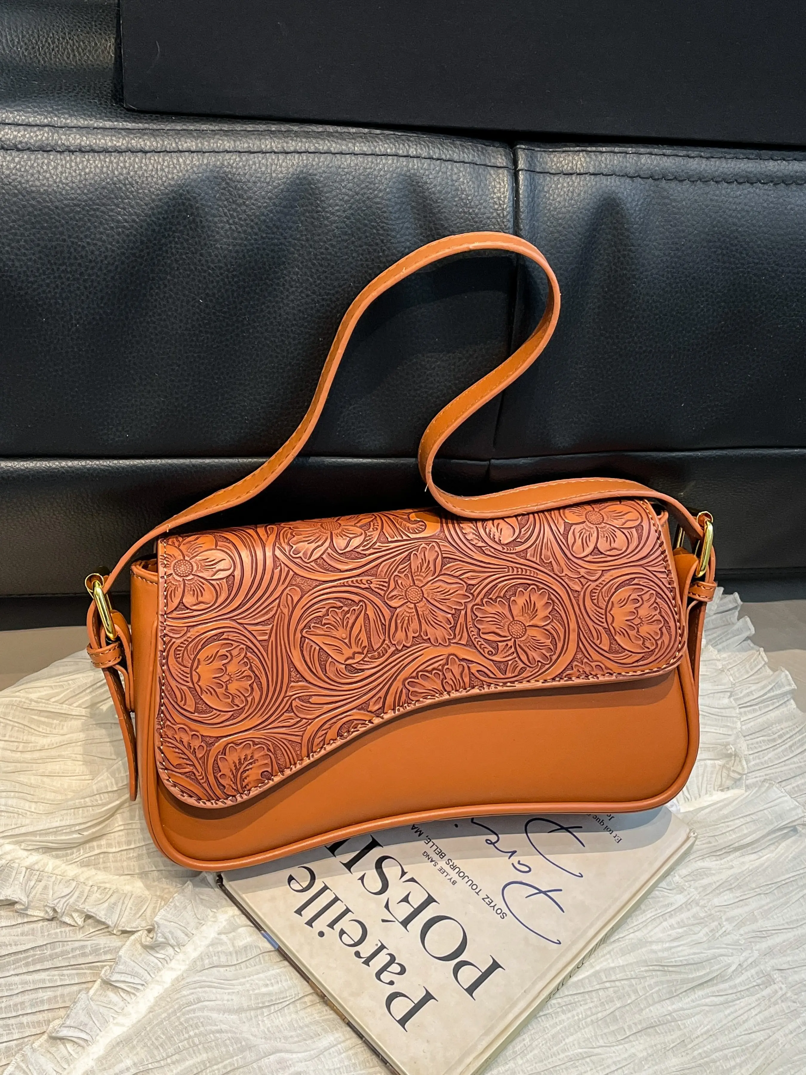 Elegant PU Leather Crossbody Shoulder Bag, Solid Color Magnetic Closure, Perfect for Daily Use, Commute, Travel, All Seasons