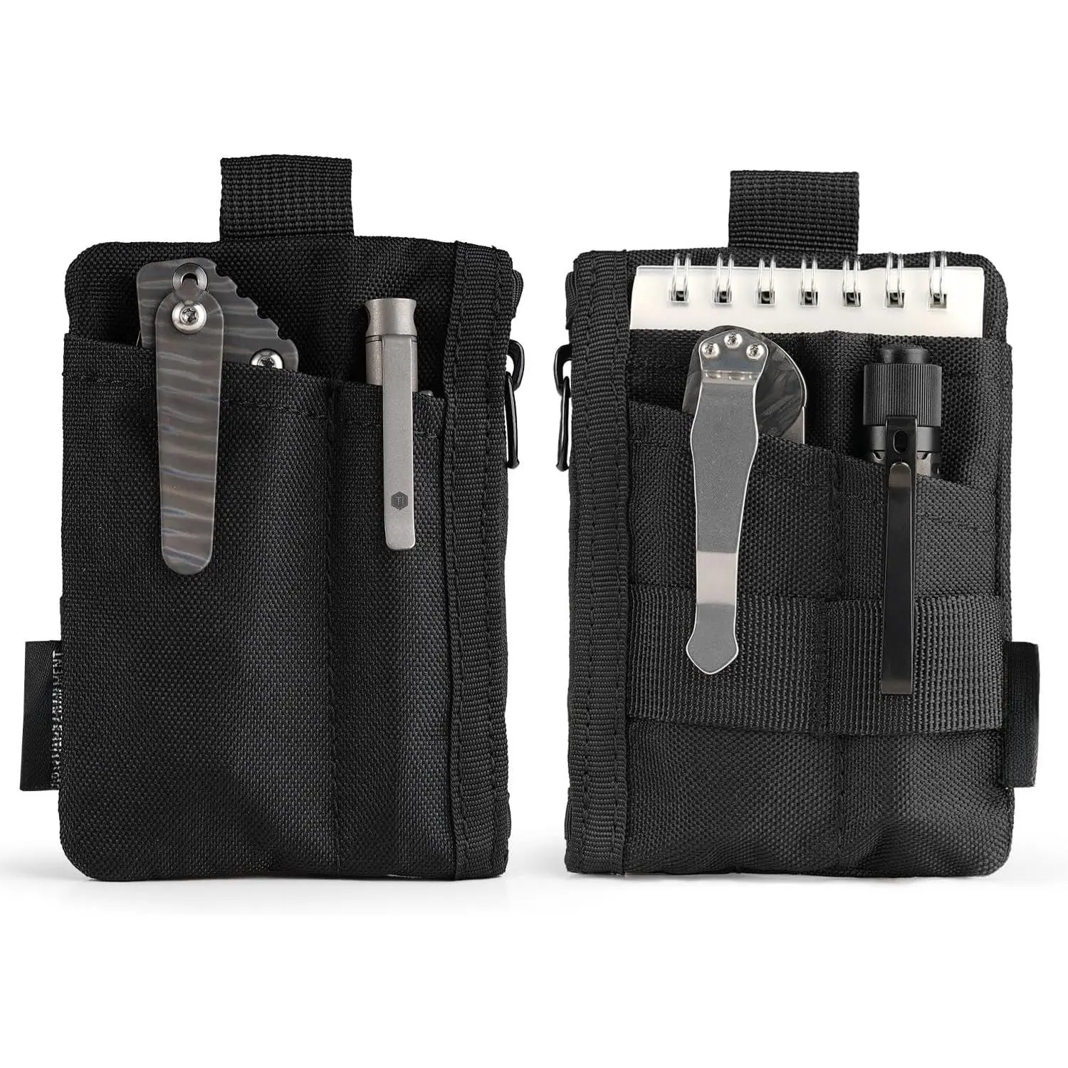 VE28 6-in-1 Polyester EDC Pouch, 500D Compact Tool Organizer with Zipper Pockets & Multiple Slots, MOLLE Extension Utility Bag for Outdoor Trips (Black), Edc Utility Tool Bags