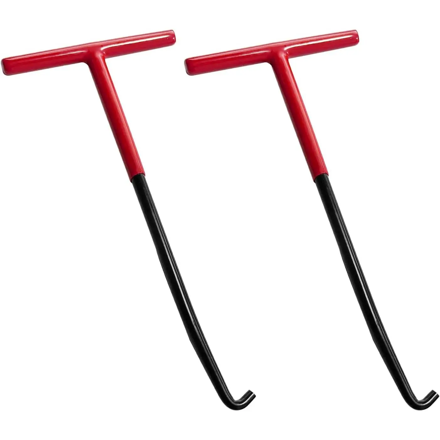 2 count  Exhaust Spring Hook, T Shaped Handle Exhaust Spring Puller  with Rubber Coating,  Pipe Springs Puller Installation Tool for  Dirt  (Red)